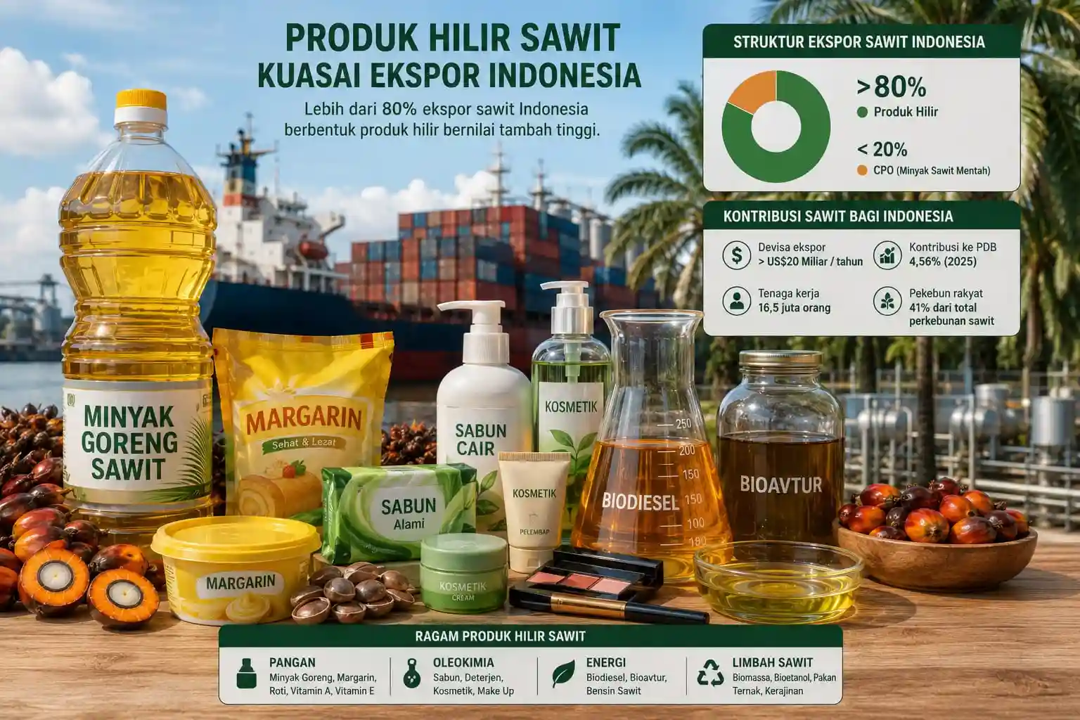 Dari Minyak Goreng hingga Bioavtur, Produk Hilir Sawit Kini Kuasai Ekspor RI