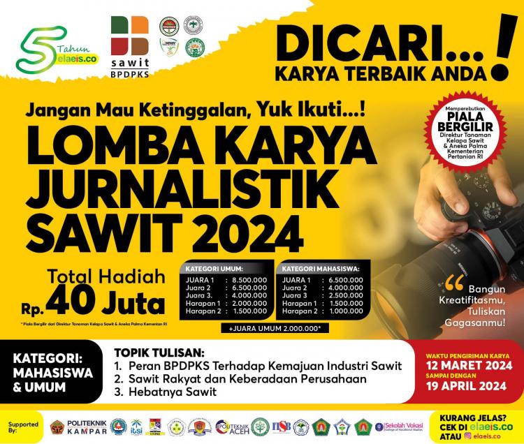 Ratusan Peserta Bersaing di Lomba Karya Jurnalistik Sawit 2024