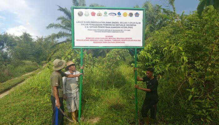 Plang Satgas PKH di Trumon Diprotes, BKSDA Aceh Tegaskan Lahan Sawit Masuk Kawasan Rawa Singkil